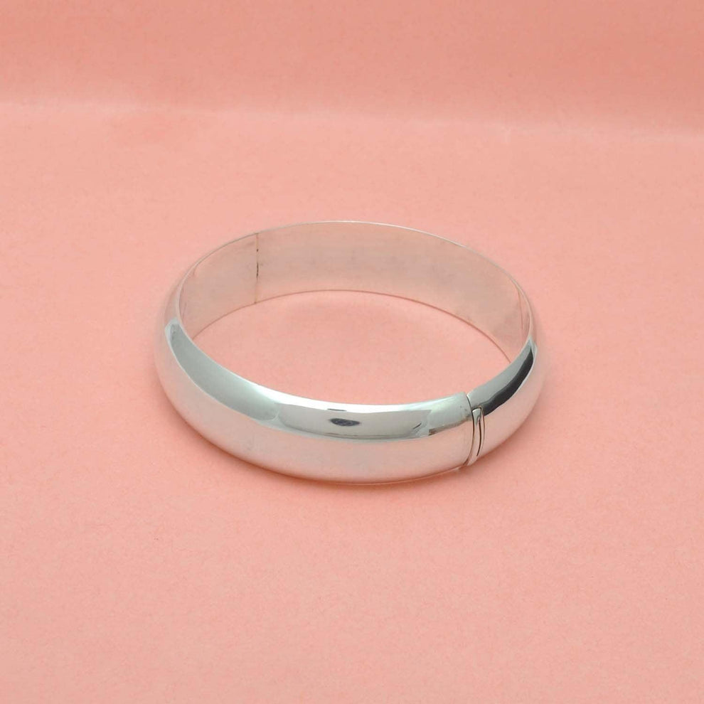 925 Sterling Silver Minimalist Plain Bangle - 15mm & 12mm
