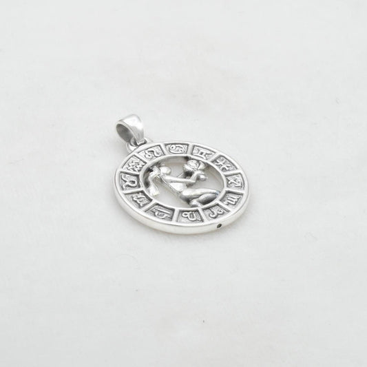925 Sterling Silver Virgo Zodiac Sign Pendant - view 3
