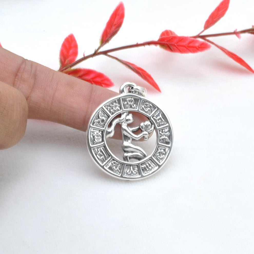 925 Sterling Silver Virgo Zodiac Sign Pendant