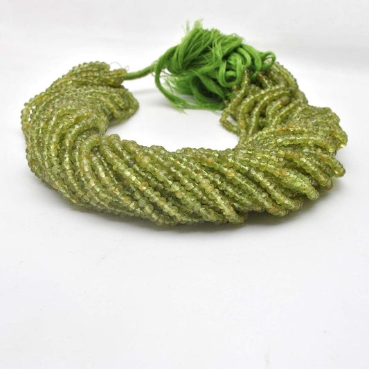 Natural Green Peridot Faceted Rondelle Gemstone Beads 13" - SAR Gems