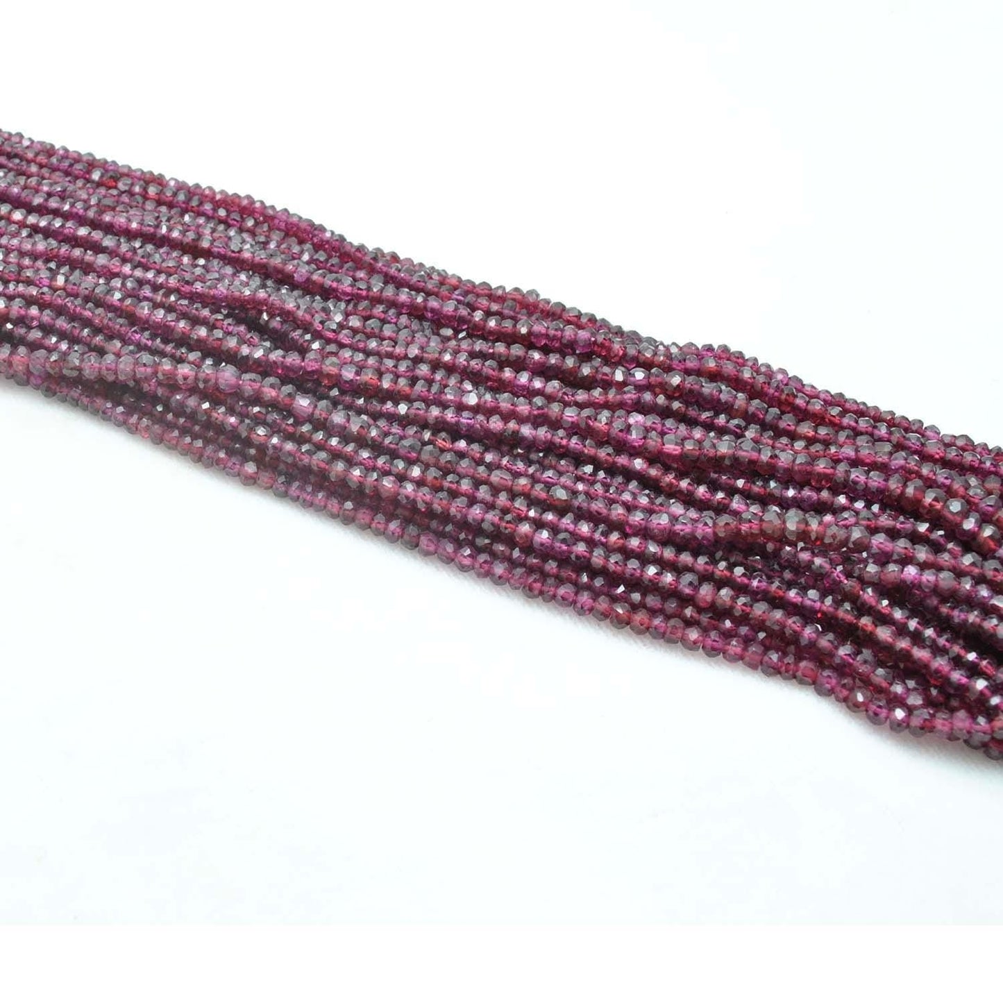 Natural Red Garnet Faceted Rondelle Gemstone Beads 12.5" Strand - SAR Gems