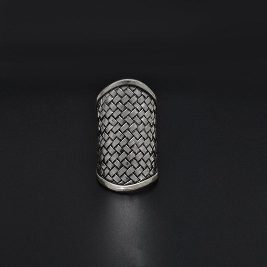 Silver Braided Long Finger Ring Size 10 - SAR Gems