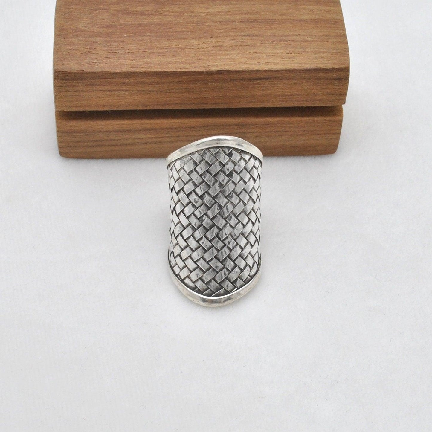 Silver Braided Long Finger Ring Size 10 - SAR Gems