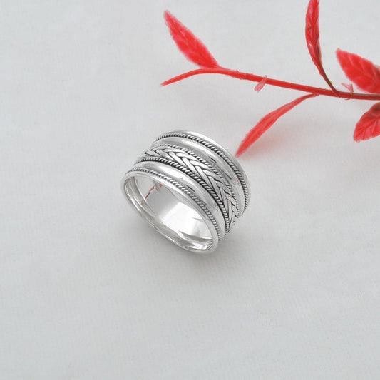 Wide Band Sterling Silver Thumb Ring Size 13 - SAR Gems