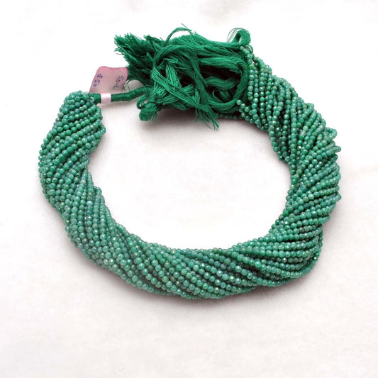 Green Moonstone Faceted Round Gemstone Beads 12.5" - view 3