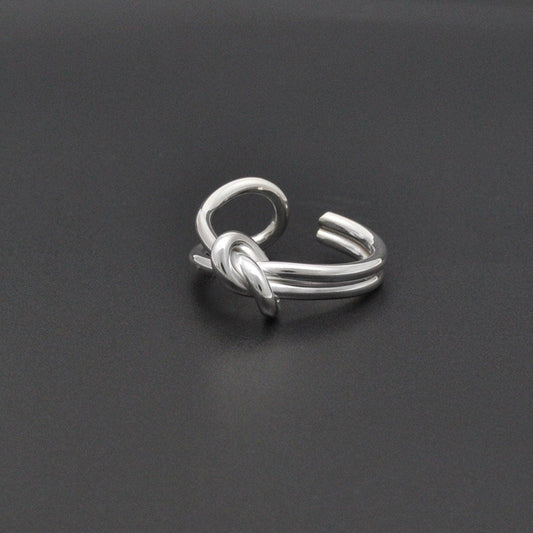 Adjustable Open Ring Silver Love Knot Ring Size 7 - SAR Gems