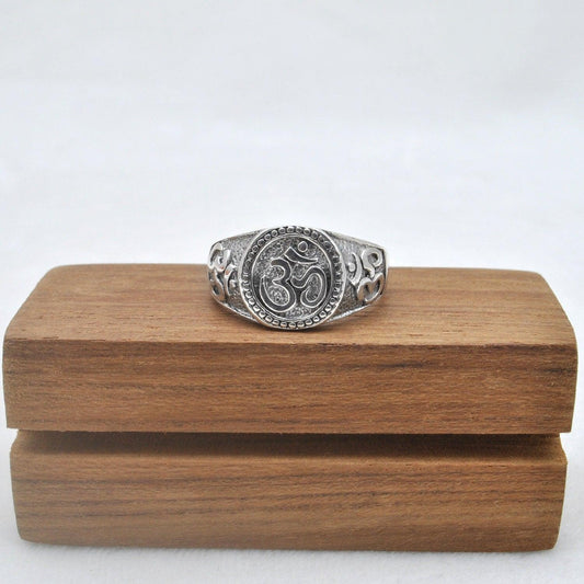 925 Sterling Silver OM Ring Size 13 Spiritual Jewelry - SAR Gems
