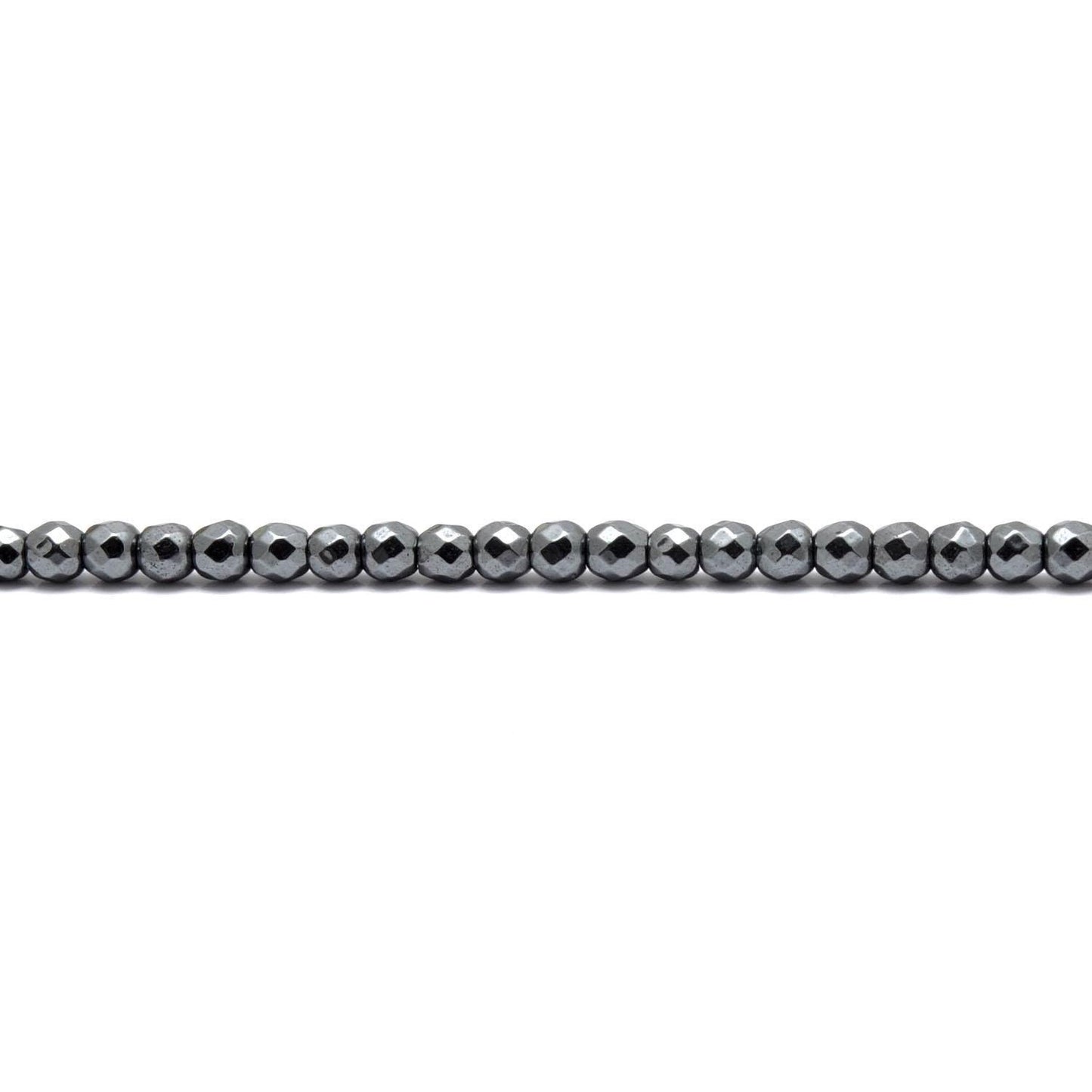 2mm Faceted Hematite Round Beads Spacers 15 inch
