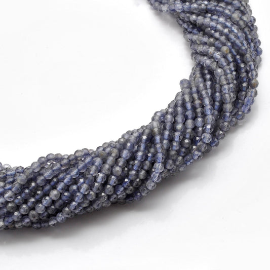 Natural Blue Iolite Faceted Round Gemstone Beads - SAR Gems