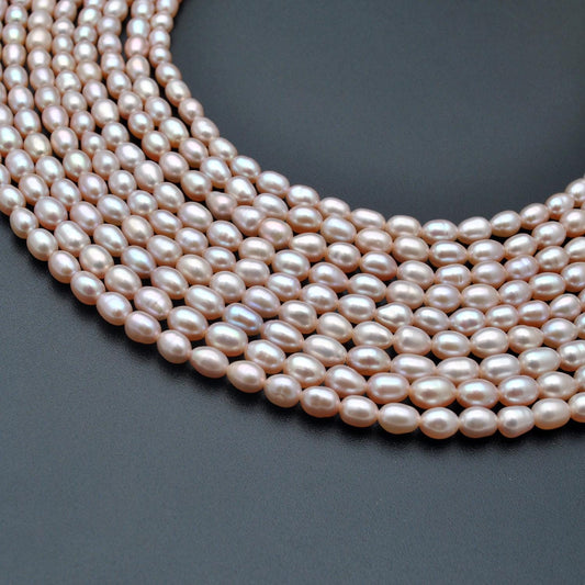 Natural Pink Rice Pearl Oval Gemstone Beads 15.5" - SAR Gems