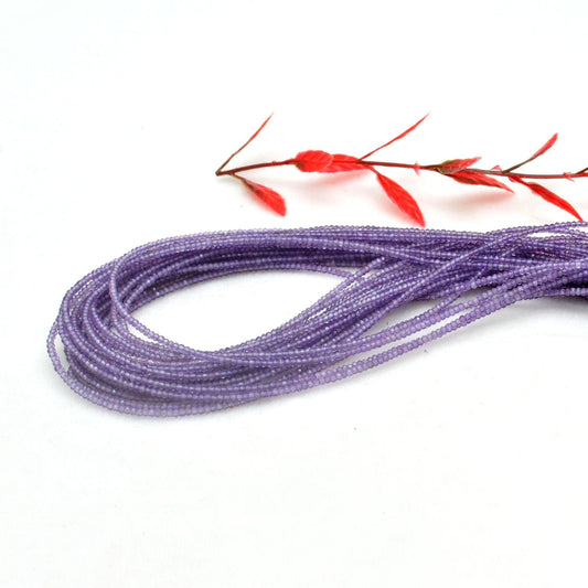 Natural Purple Amethyst Faceted Rondelle Gemstone Beads Strand