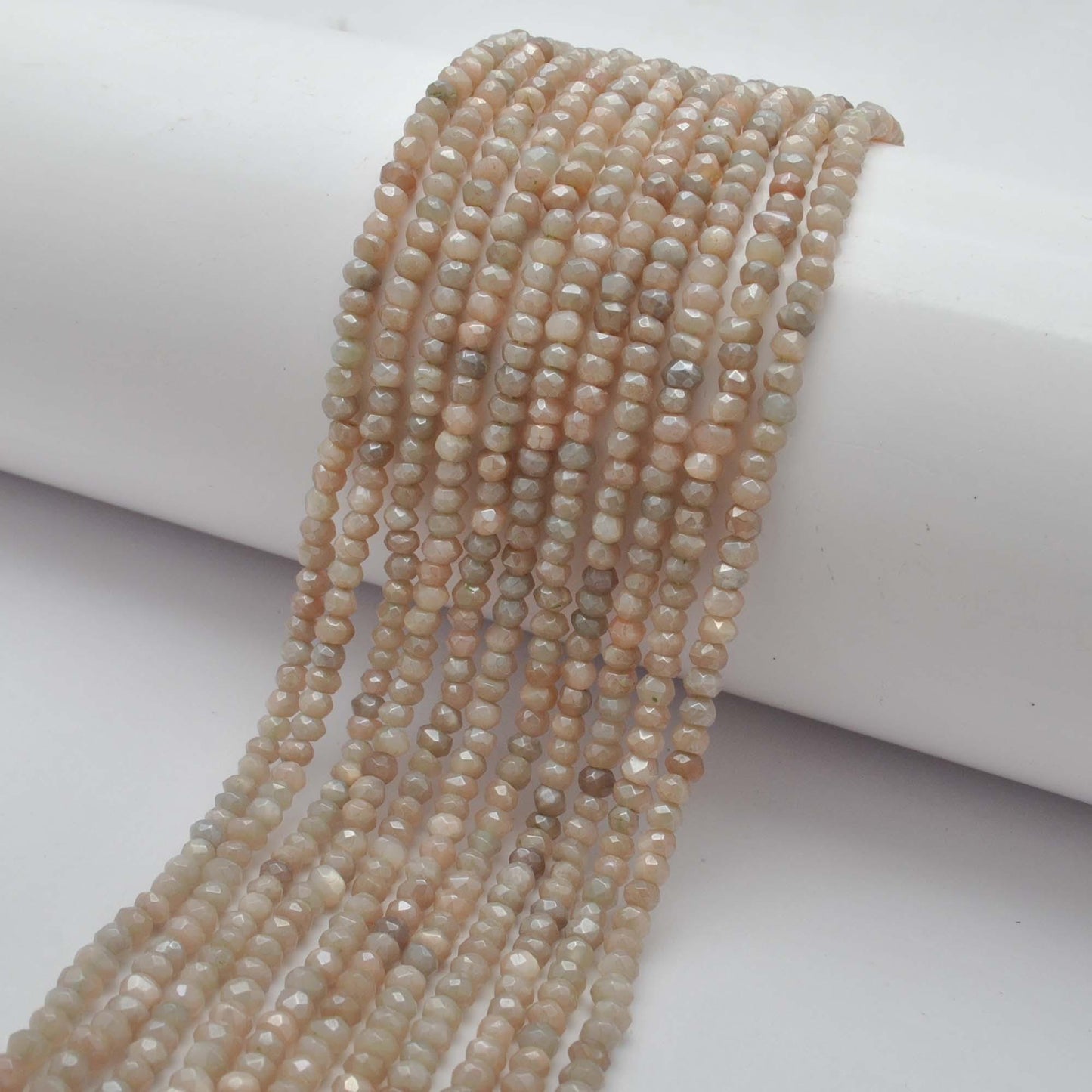 Brown Moonstone Faceted Rondelle Gemstone Beads