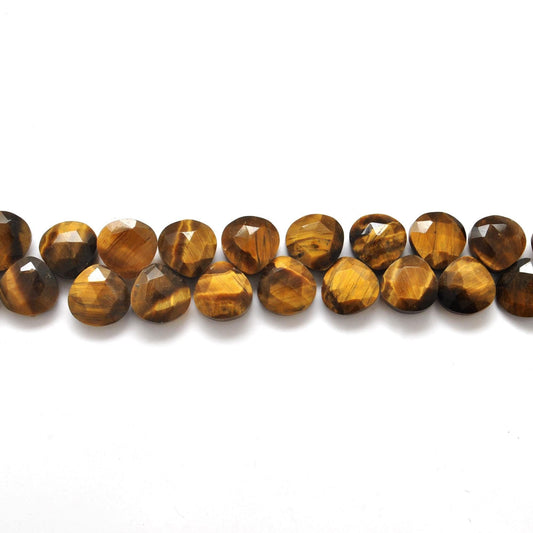 Natural Tiger Eye Faceted Heart Gemstone Beads 10" Strand - view 3