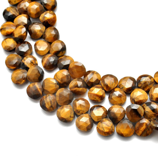 Natural Tiger Eye Faceted Heart Gemstone Beads 10" Strand