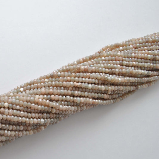Brown Moonstone Faceted Rondelle Gemstone Beads - view 3