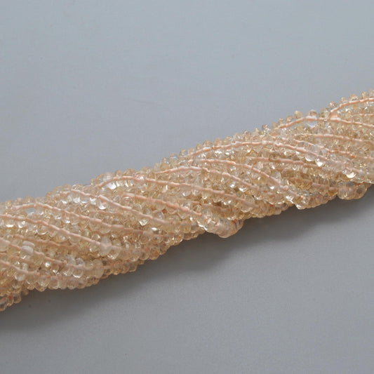 Natural Citrine Button Beads, Plain, 4-6mm, 14-Inch Strand - view 3