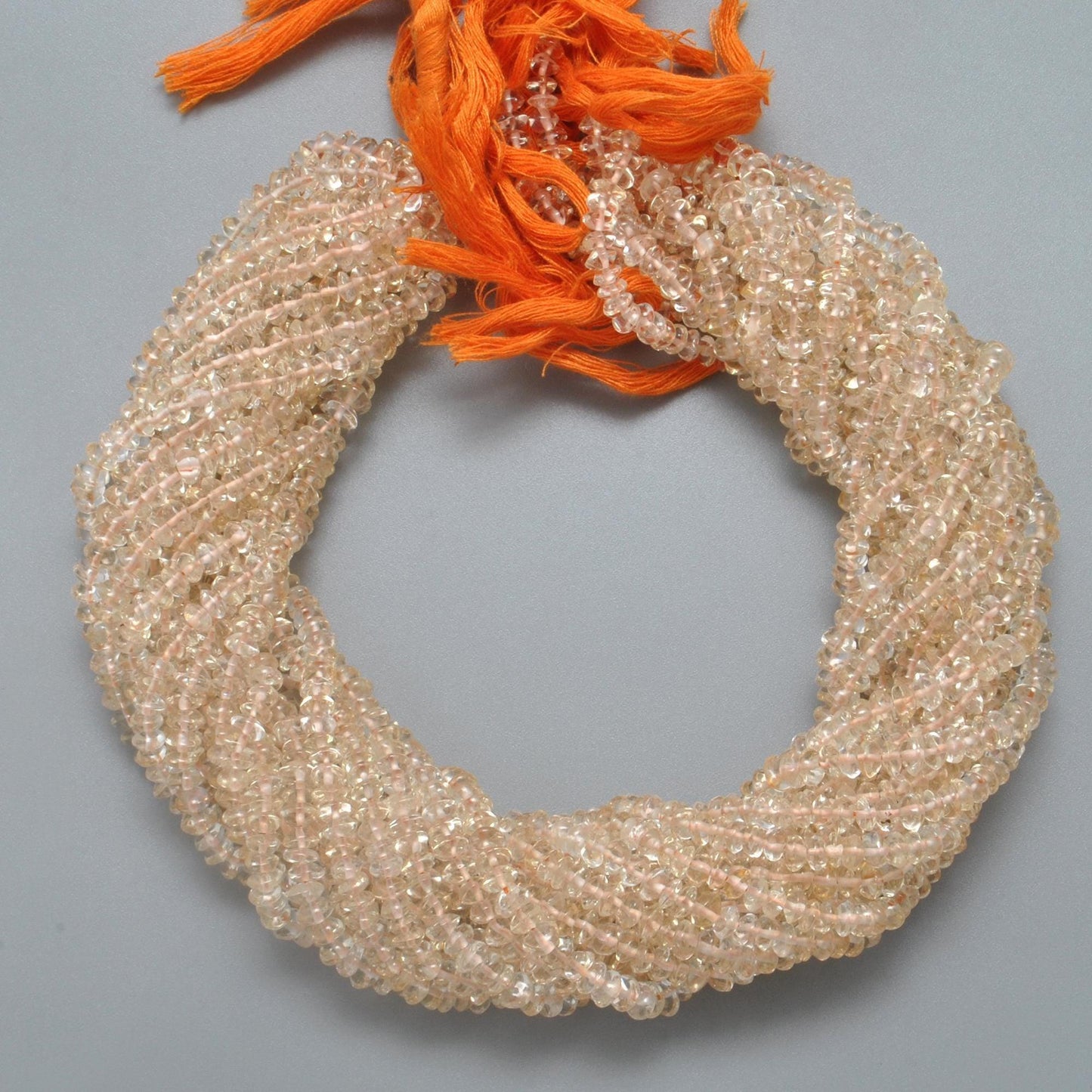 Natural Citrine Plain Button Shape Gemstone 14 inch Strand