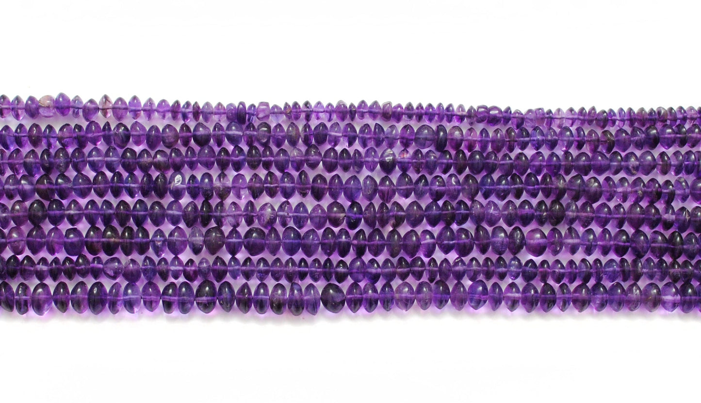 Natural Amethyst Button Beads – 5-6mm, 15" Strand, Smooth Gemstones for DIY Jewelry Making