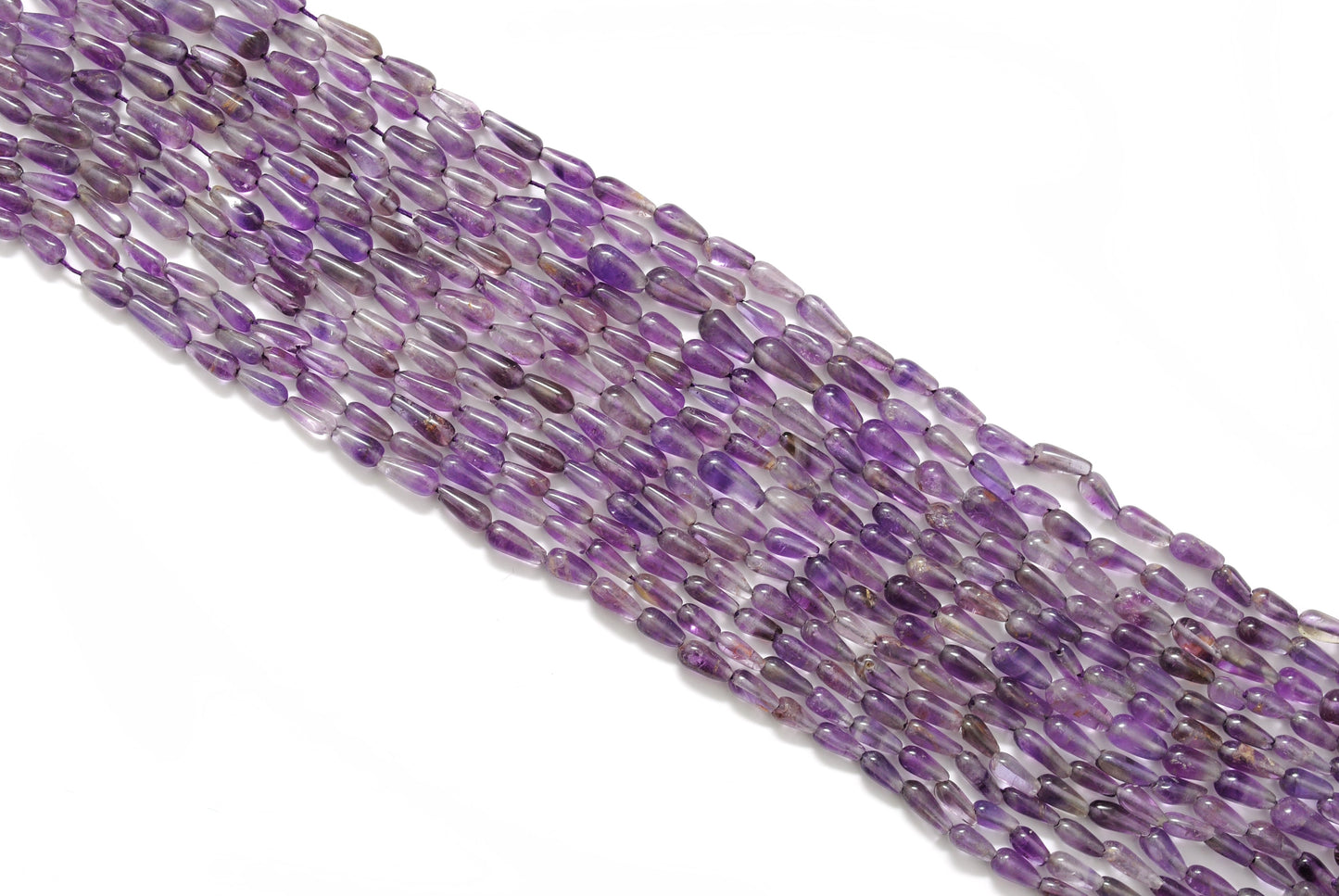 Natural Amethyst Drop Gemstone Beads – 3x6-4x9mm MIx Size – 14" Strand