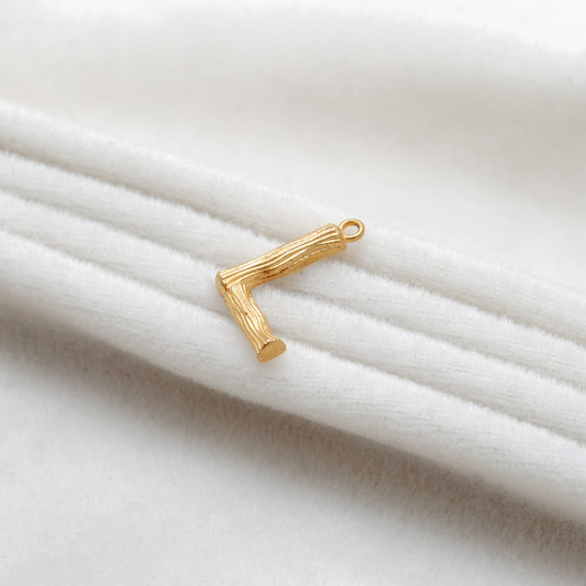 18k Solid Yellow Gold L Initial Letter Charm Pendant - view 3