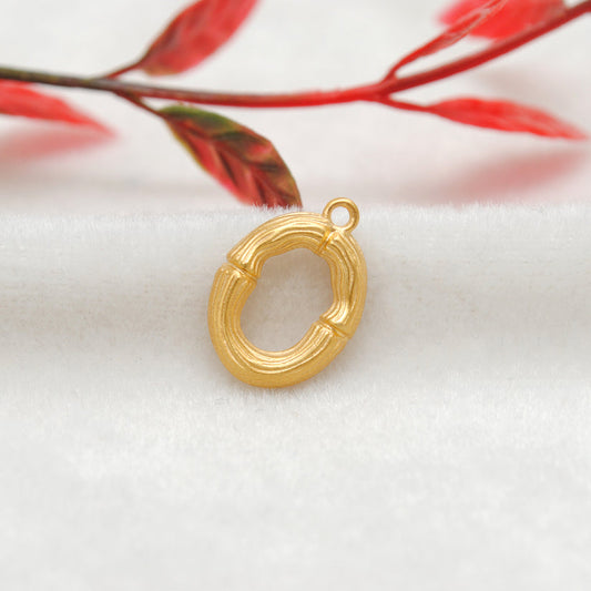 18k Solid Yellow Gold O Initial Letter Charm Pendant