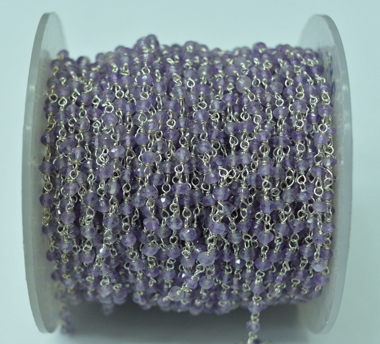 Artisan 925 Silver Gold Rosary Chain - Amethyst 2mm