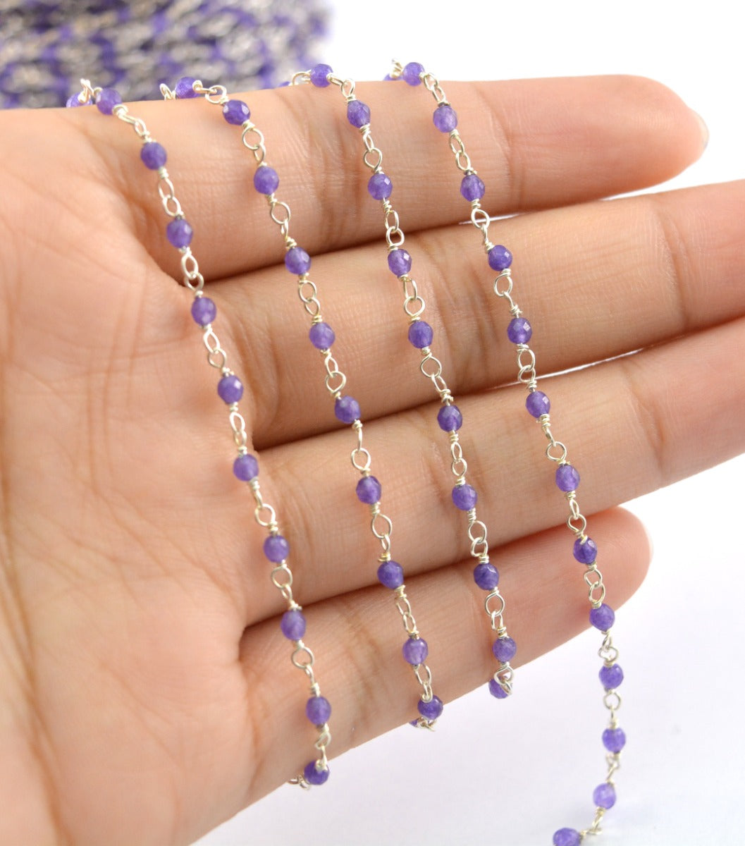 Graceful Rosary Chain - Amethyst 925 Gold Silver 2mm