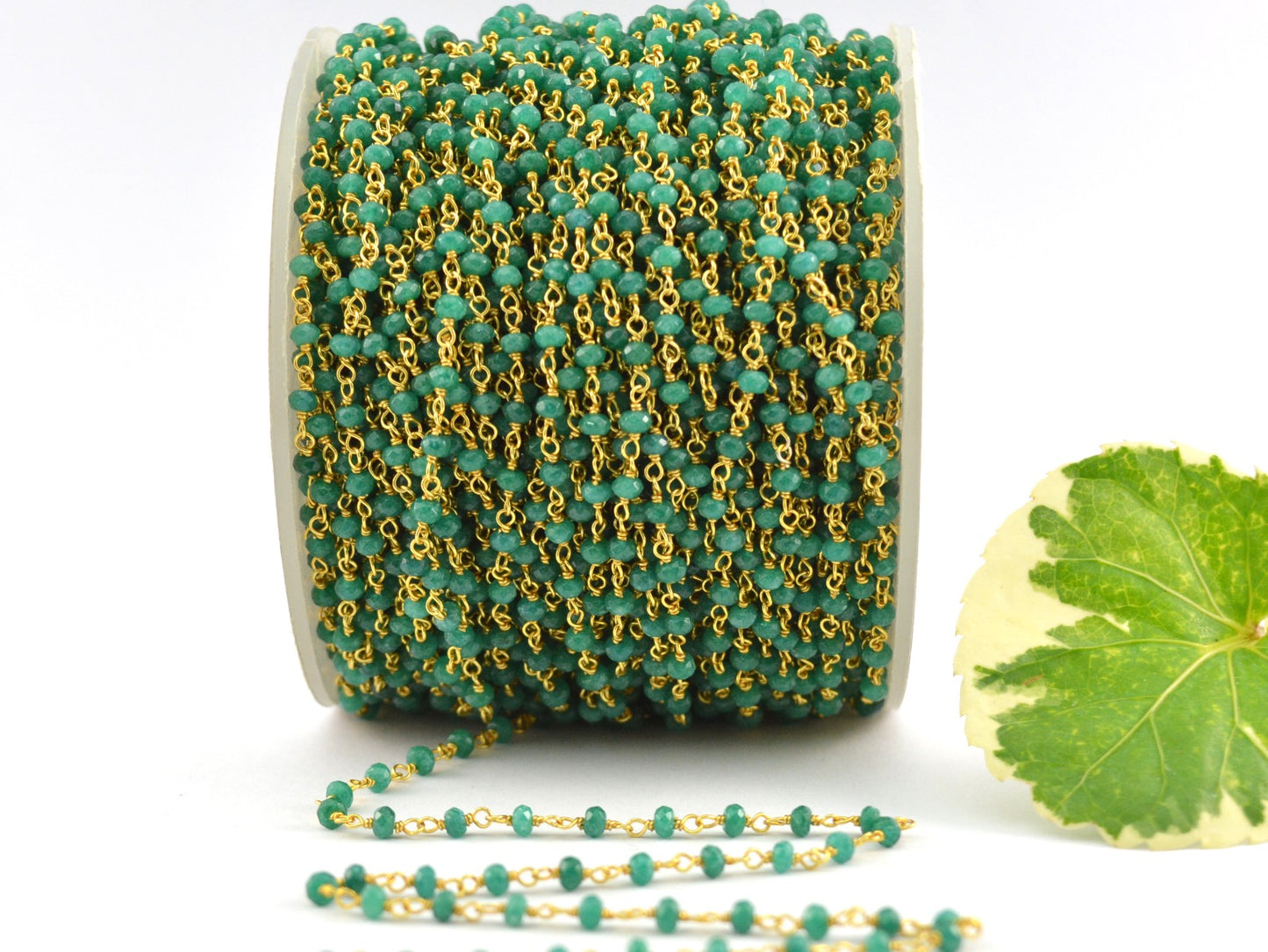 Artisan Rosary Chain - Emerald 925 Silver Gold 2.00mm