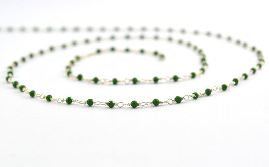 Beautiful Stone Rosary Chain in 925 Gold Silver - 2mm - view 3