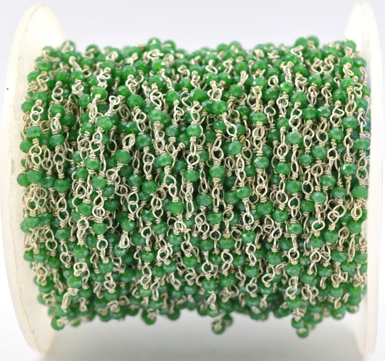 Trendy Rosary Chain - Chalcedony 925 Silver Gold 2mm