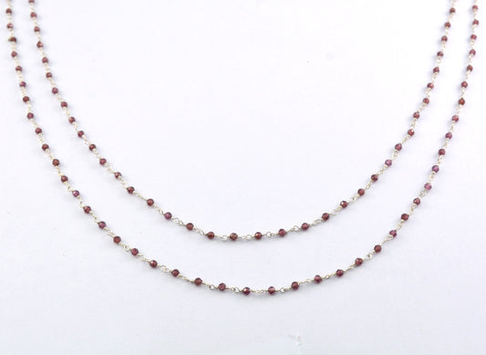 925 Silver Rosary Chain with Garnet - 2.00mm - view 3