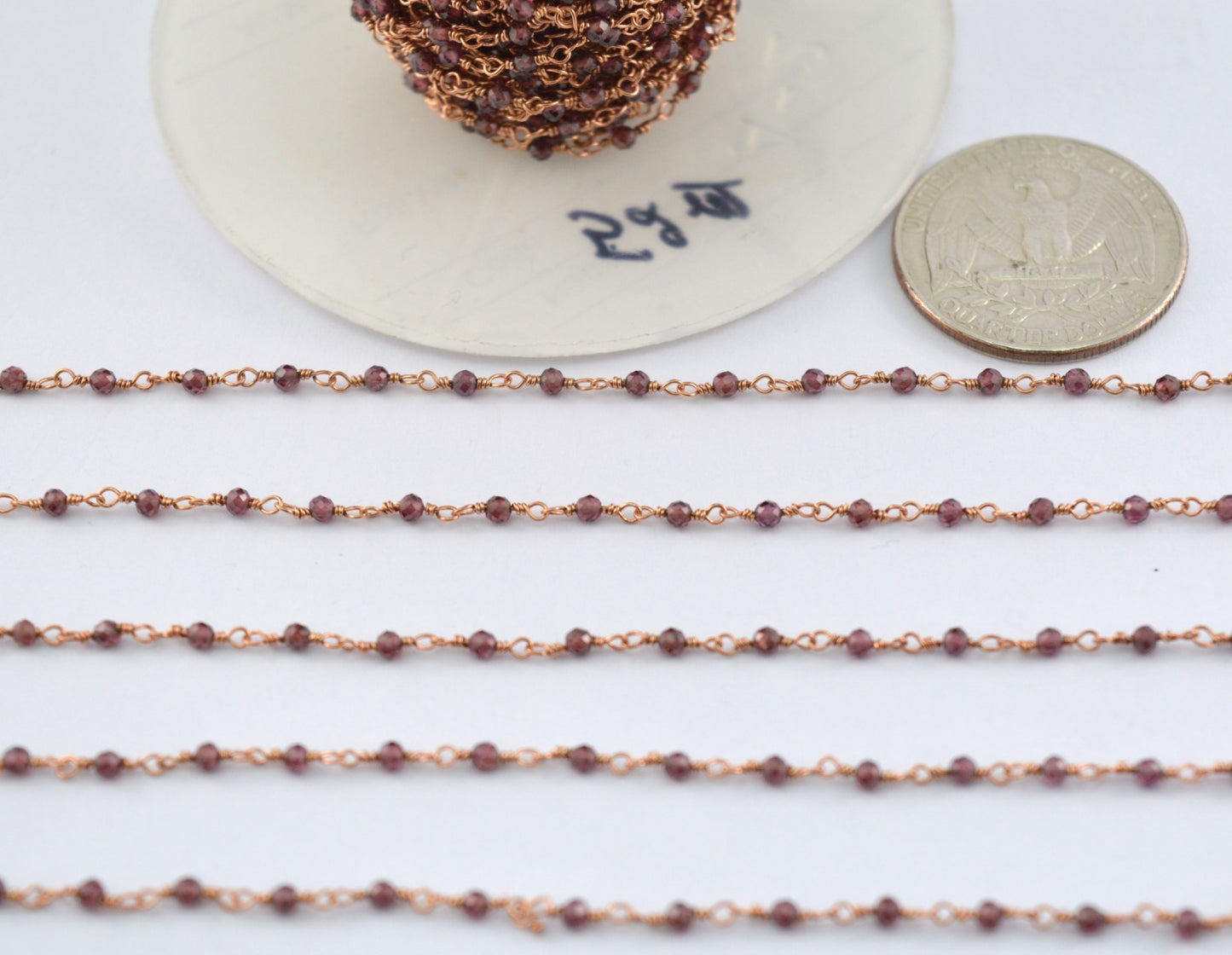 925 Silver Rosary Chain with Garnet - 2.00mm