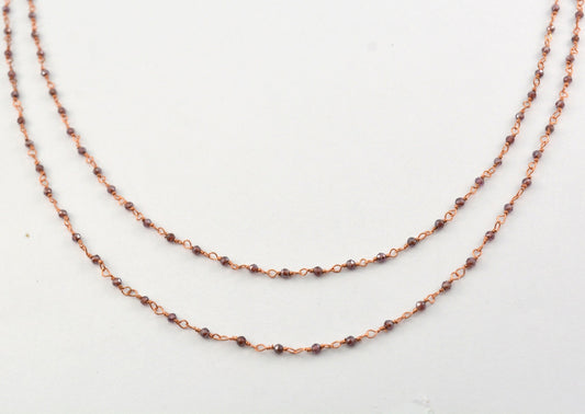 Graceful Garnet Rosary Chain in 925 Silver Gold - 2.00mm - view 3
