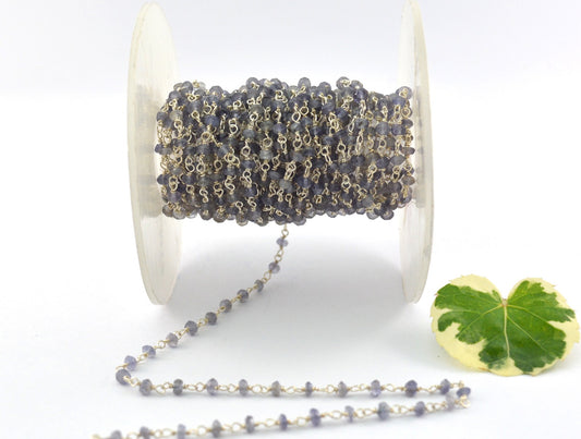 Gorgeous Rosary Chain - Stone 925 Silver Gold 2mm