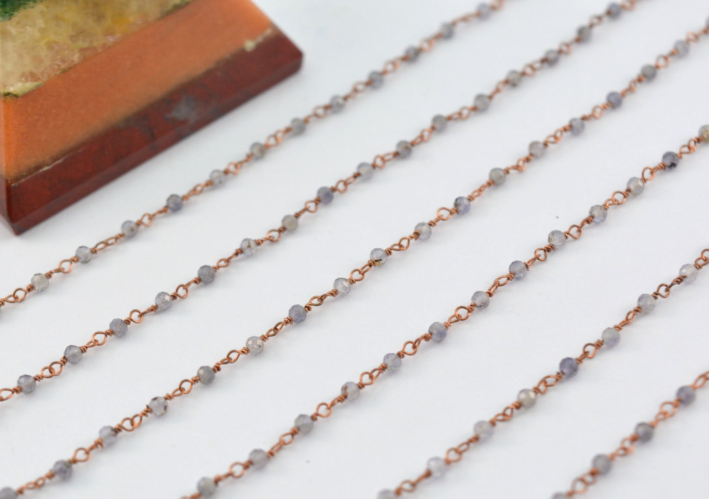 Gorgeous Rosary Chain - Stone 925 Silver Gold 2mm