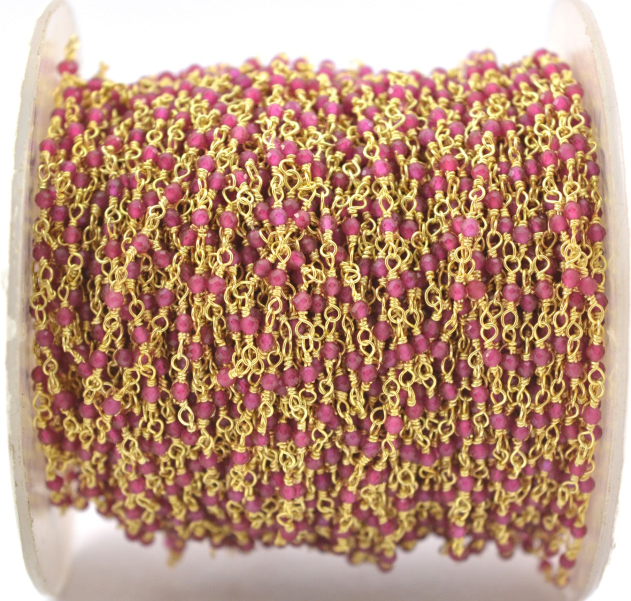 925 Silver Gold Rosary Chain with Stone -