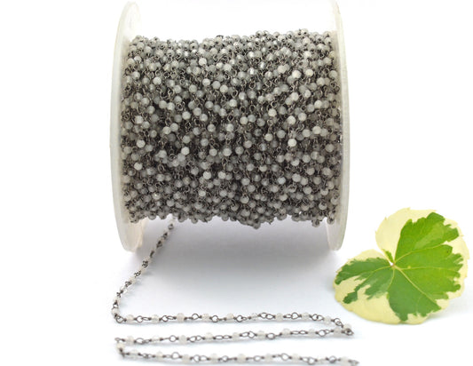 925 Silver Rosary Chain with Stone - 2mm