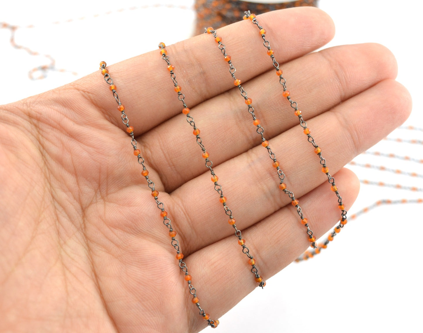 Vintage 925 Silver Gold Rosary Chain - Stone 2mm