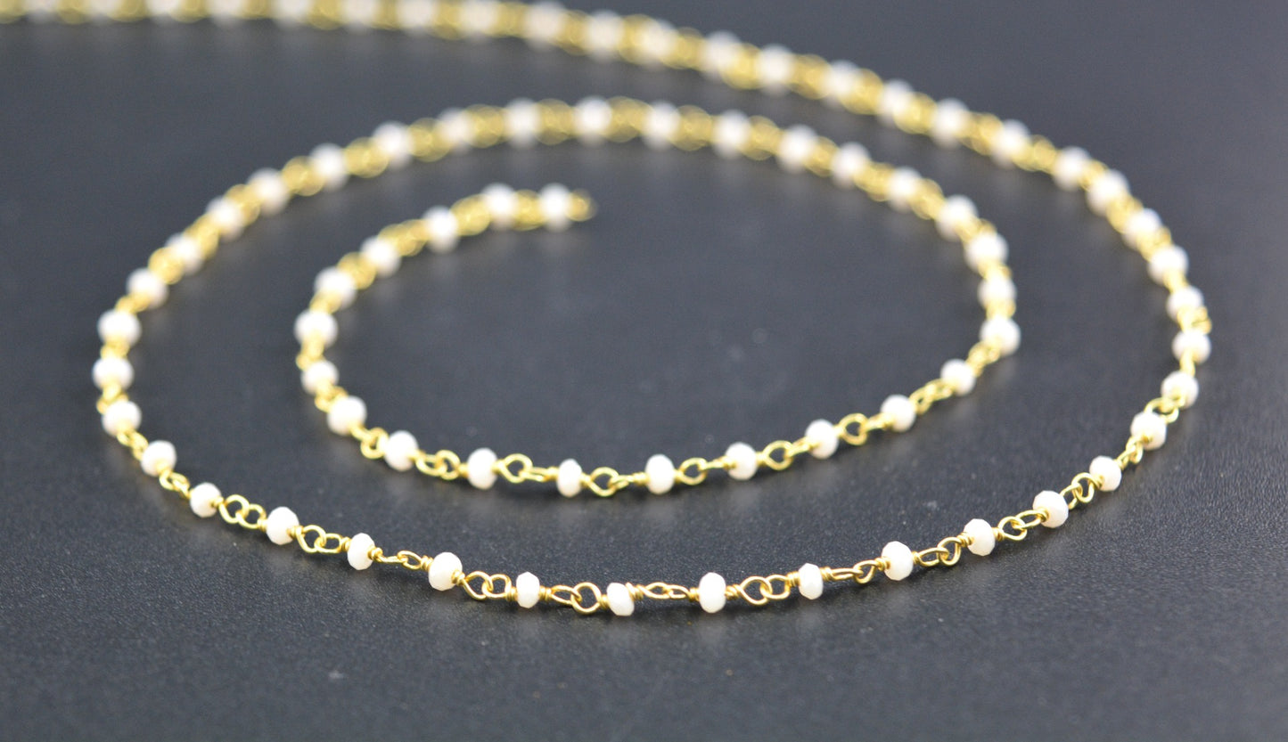 Beautiful Chalcedony Rosary Chain in 925 Silver - 2mm