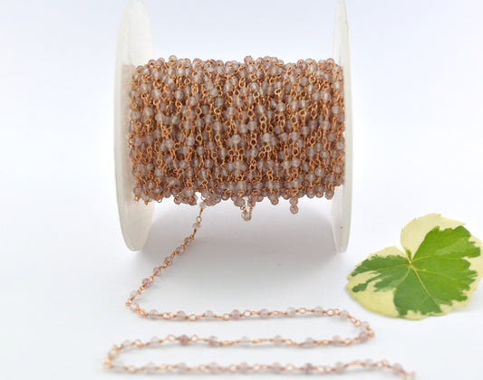 Stylish Rosary Chain - Quartz 925 Silver Gold 2mm