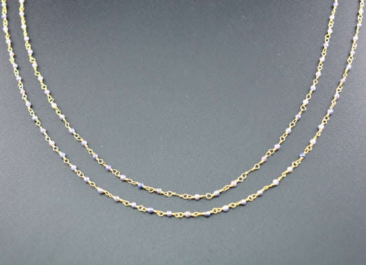 Elegant Rosary Chain - Stone 925 Silver Gold 2mm - view 3
