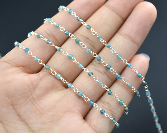 Beautiful Stone Rosary Chain in 925 Silver - 2mm - view 3