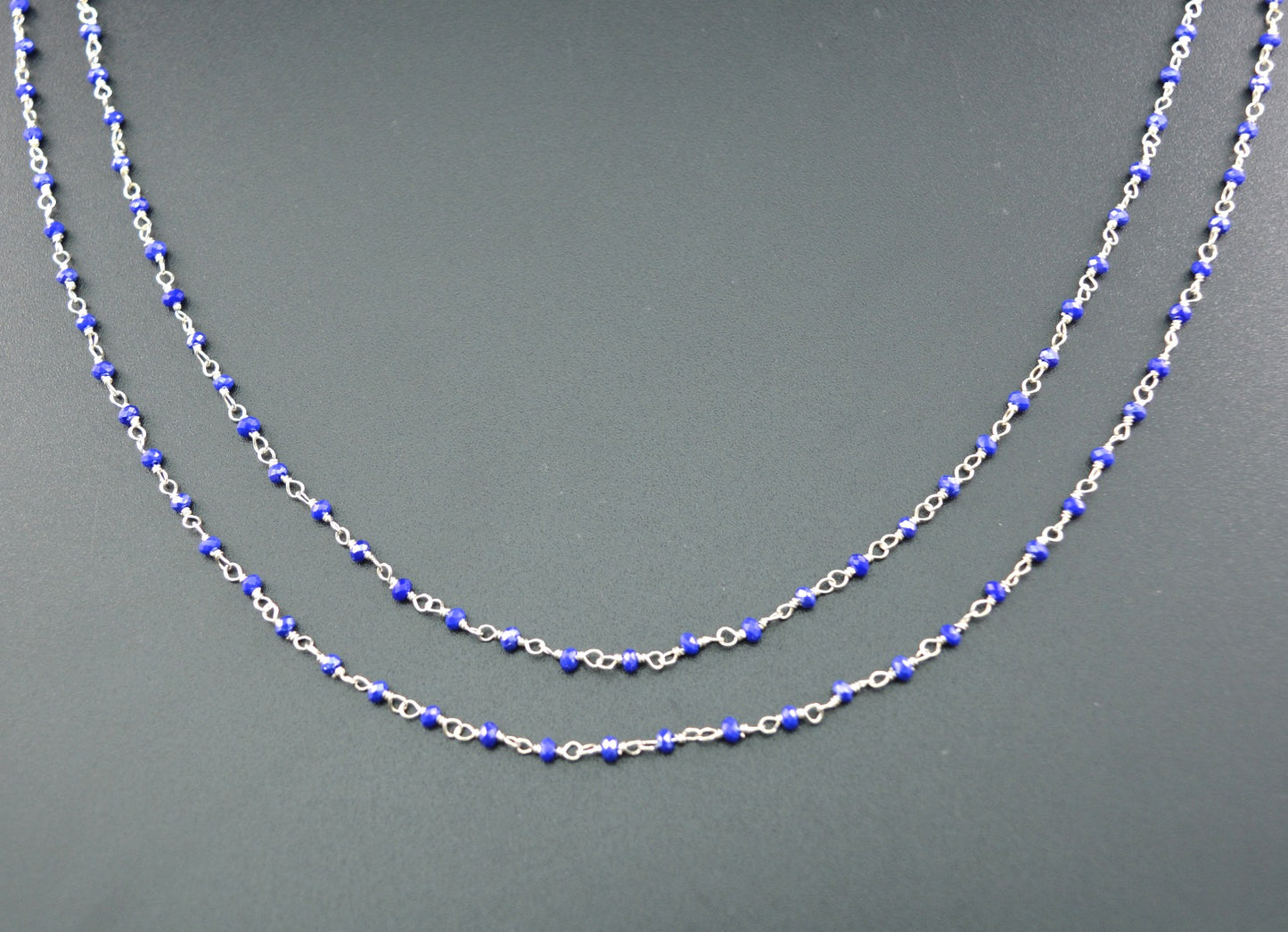 Stone Rosary Chain - 925 Silver Gold, 2mm #2