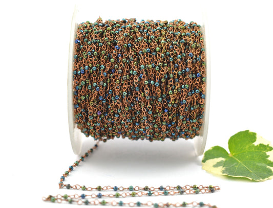 Vintage Rosary Chain - Stone 925 Silver Gold 2mm