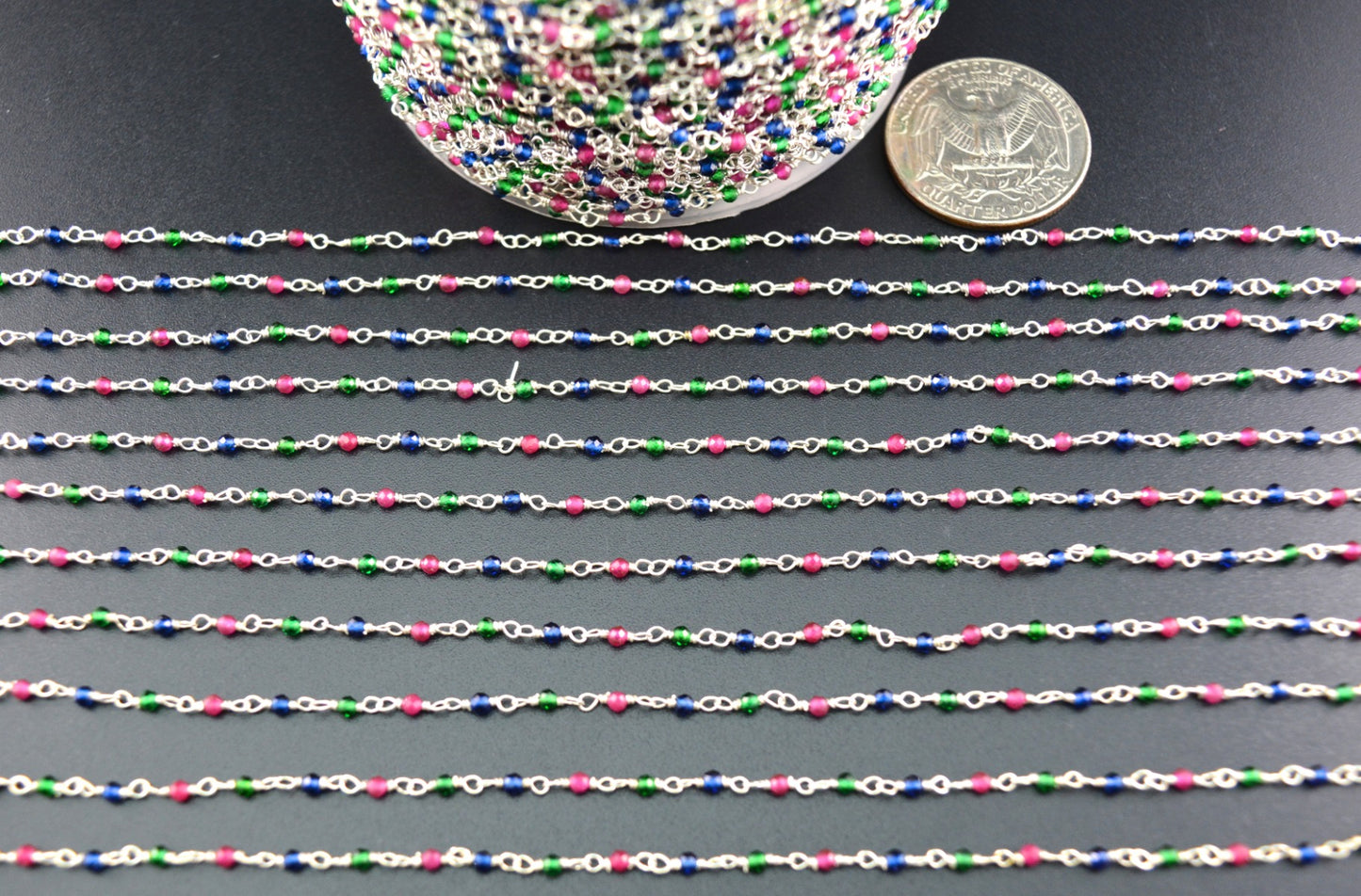 Unique 925 Gold Silver Rosary Chain - Onyx 2mm