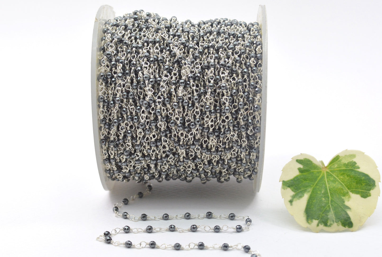 925 Silver Gold Rosary Chain with Hematite - 2mm