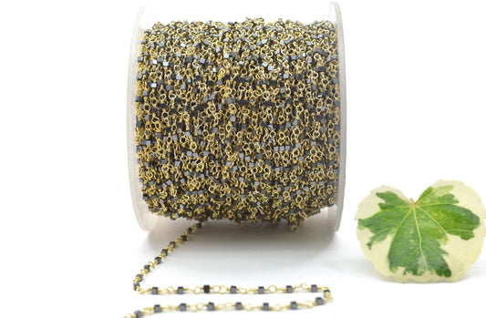 925 Silver Gold Rosary Chain with Hematite - 2mm #2
