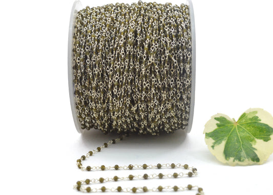 Charming Cat Eye Rosary Chain in 925 Silver - 2mm