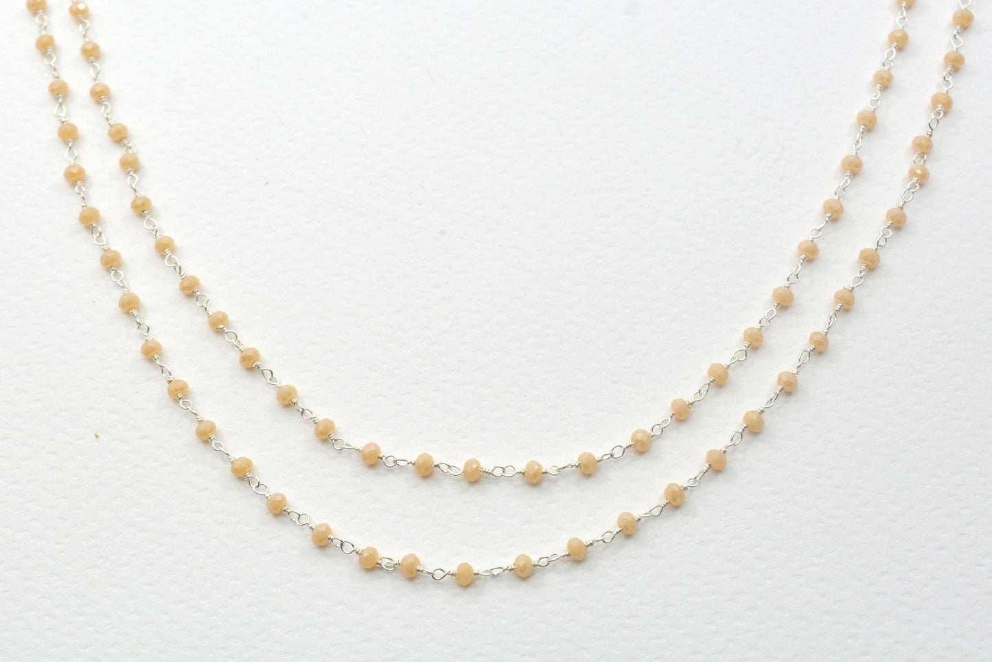 Chalcedony Rosary Chain - 925 Silver Gold, 2mm #3