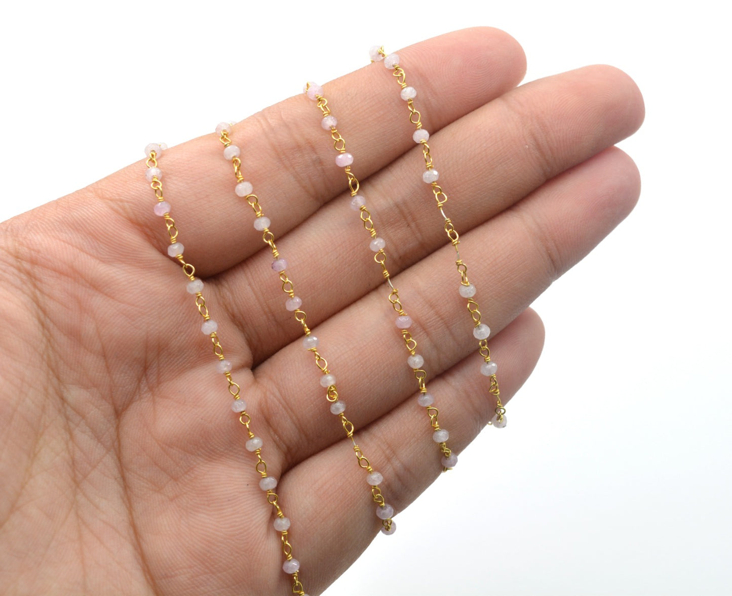 Vintage 925 Silver Gold Rosary Chain - Quartz 2mm